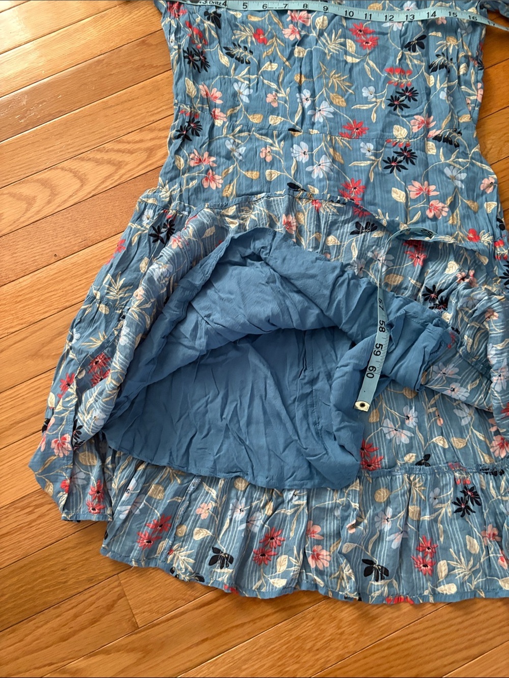 LOFT Blue Floral Short Sleeve Dress - Picture 7 of 8
